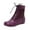 Purple, variant on Women's Leather Lace-up Round Toe Flat Ankle Boots Fashion Retro Non-Slip Flats Fall/Winter Keep Warm Combat Boots White 7(39)