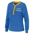 thumbnail image 2 of Women's WEAR by Erin Andrews Powder Blue Los Angeles Chargers Waffle Henley Long Sleeve T-Shirt, 2 of 3