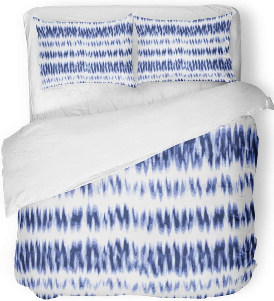 FMSHPON 3 Piece Bedding Set Navy Batik Tie Dye Pattern in Indigo Blue ...