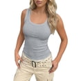 thumbnail image 3 of XIAONU Womens Ribbed Tank Top U Neck Sleeveless Slim Fit Daily Shirt, 3 of 7