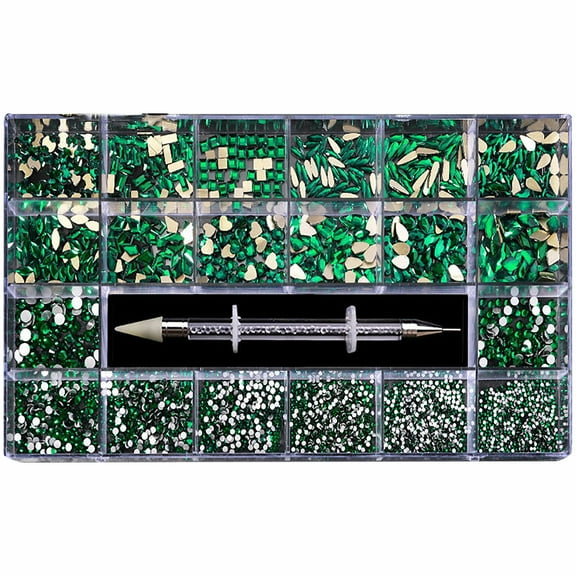 Dengmore Boxed Nail Art Diamond Flat Glass Shaped Diamond DIY Nail Art Jewelry Set