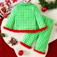 thumbnail image 5 of Gubotare Christmas Pajamas Toddler Girl Kids Christmas Pajamas Toddler Girl Feather Trim Button Down Tops Pants Girls Bow Sleepwear Silk Satin Pjs Set Size 3t 4t (Green,3-4 Years), 5 of 5