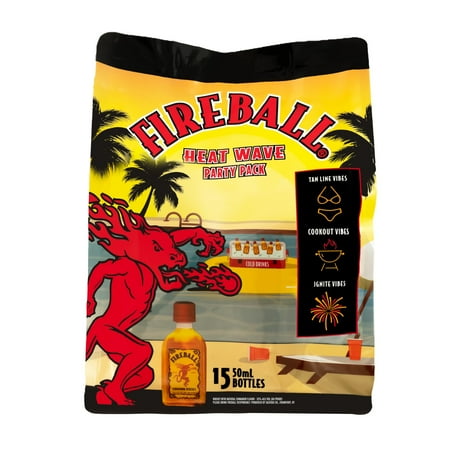 Fireball Cinnamon Whiskey Seasonal Bag, 50ml Bottles, 15 Count, 33% Alcohol