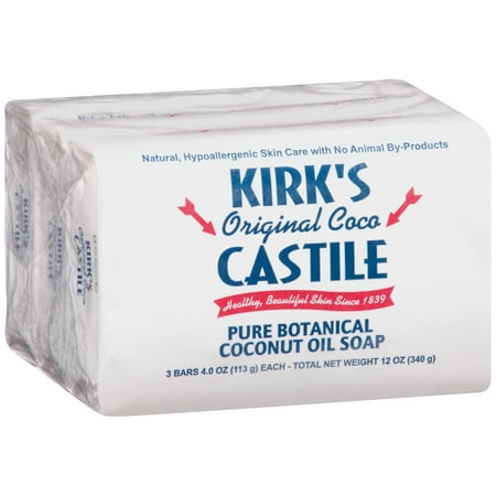 (4 pack) Kirk's Original Coco Castile Natural Bar Soap, 4 oz, 3