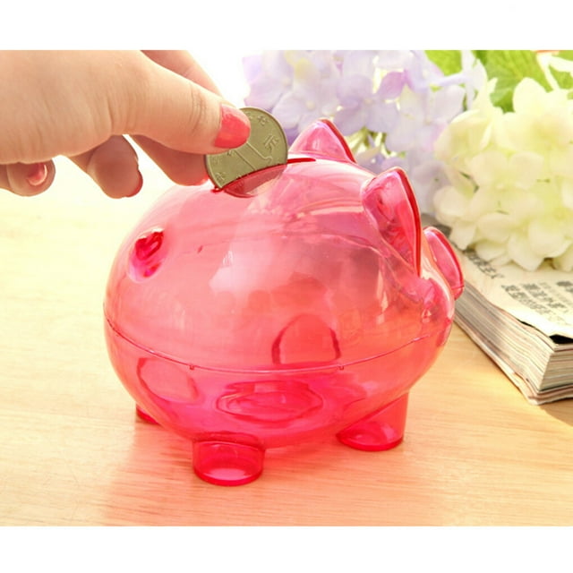 pitrice PS Money Saving Box Portable Reusable Removable Stopper Replacement Transparent Animal Shape Coin Case Bank Birthday Gift Rose red S