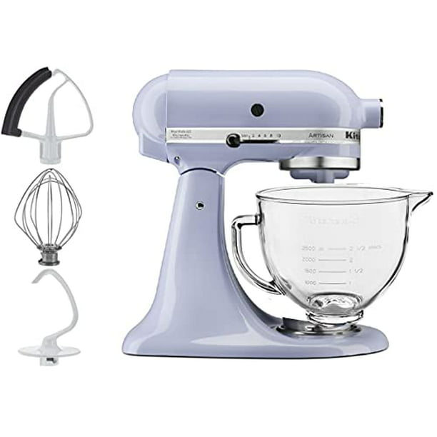 KitchenAid 5-Quart Tilt Mixer With Flex Edge Beater Glass Bowl Lavender Cream - Walmart.com