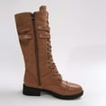 thumbnail image 6 of Women Riding Boots, Mid Calf Combat Boots, Winter Lace Up Gothic Motorcycle Boot with Inside Zipper Non Slip Outsole, 6 of 7