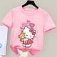 thumbnail image 4 of Camiseta de Hello Kitty para niños y niñas, ropa bonita de dibujos animados, ropa con estampado de figuras de Anime, Top rosa, regalo de verano, 4 of 5