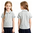 thumbnail image 2 of School Uniform Polo Shirts For Kids Short Sleeve Collared Golf Polo Girls Summer Breathable String Pique Tee Tops, 2 of 4