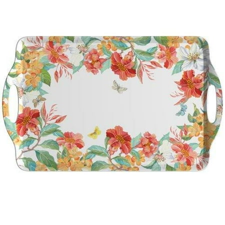 Melamine Tray With Handles Pimpernel 2019518958 Maui Large Melamine Handled Tray-18.9 x 11.6, One Size, Multicolored ()