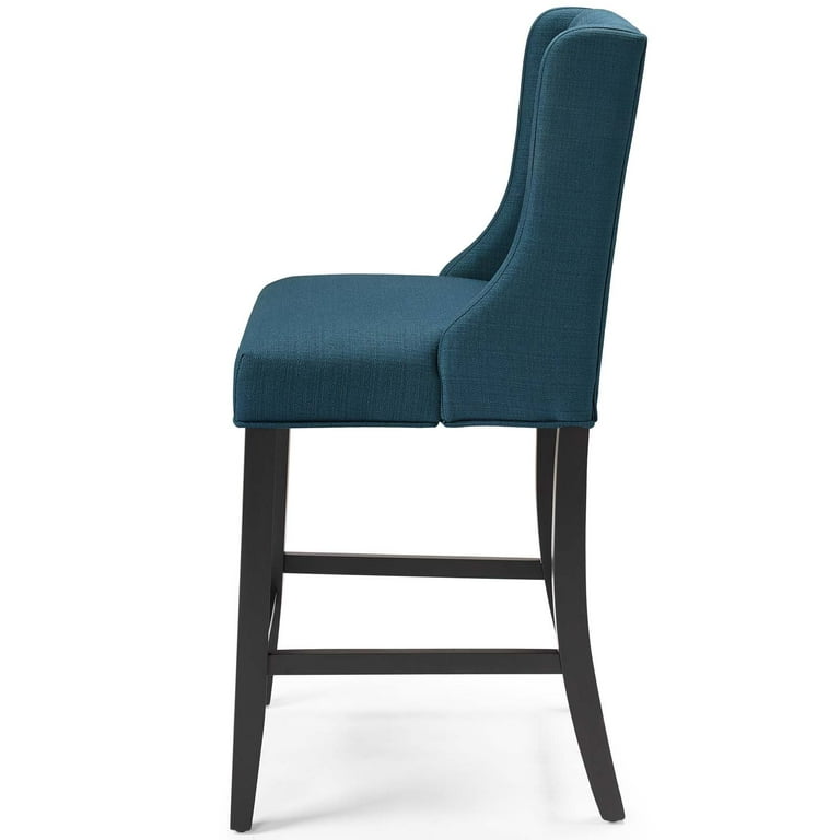 Tufted Counter Stool Chair Fabric Wood Navy Blue Modern