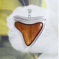 thumbnail image 4 of Unique Hawaiian X-Large Genuine Koa Wood Shark Teeth Necklace, Sterling Silver Shark Teeth Pendant, N8523 Birthday Valentine Wife Mom Gift, 4 of 7