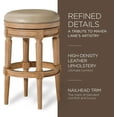 thumbnail image 4 of Maven Lane Pullman 31 Inch Tall Bar Height Upholstered Backless Barstool, Weathered Oak Finish with Avanti Brown Vegan Leather Cushion Seat, Set of 3, 4 of 6