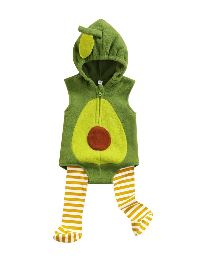 Inevnen Unisex Baby Avocado Costume, Velvet Onesie for Infant Boys