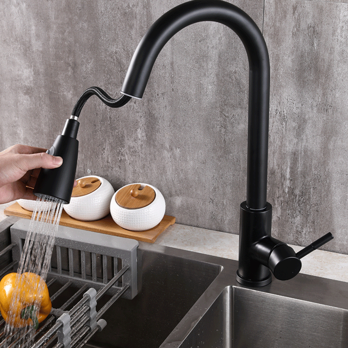 Kitchen Faucet Pull Down Kitchen Faucets Stainless Steel Kitchen Faucet with Pull Down Sprayer Modern Single Handle Kitchen Bar Faucet Mixer Tap - image 2 of 10