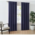thumbnail image 3 of Brookyln Loom Solid 100% Cotton Percale Weave Rod Pocket Navy 2-Piece 50x84 Window Curtain Pair, Solid Casual themed, Adult Bedding, OEKO-TEX Certified, 3 of 7