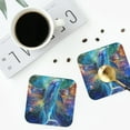 thumbnail image 4 of Honeii Colorful Winged Dolphin print Leather Coaster Set of 4, ideal for safeguarding your furniture from drinks spills and effortless cleanup-Square, 4 of 6