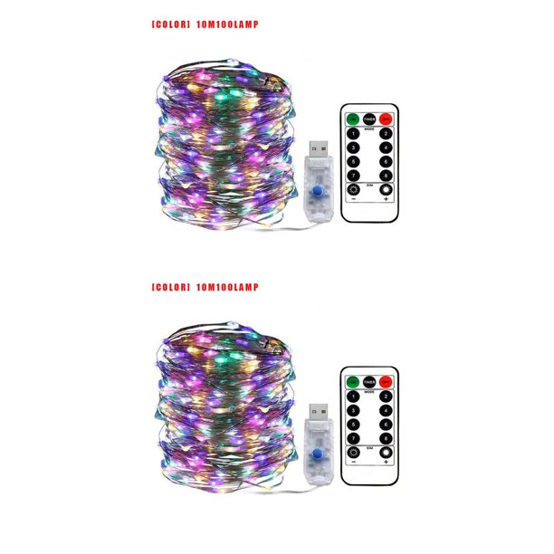 Moyic USB LED Home Office Garden Impermeable Control remoto Temporizador Lámpara String 10m 100LEDs Colorido colorido 10m 2piezas Moyic CBP144879