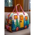 thumbnail image 4 of Yardvibe 3D Printed Quilted Travel Duffle Bag, 9"x18"x9" Camping Outdoor Boho Travel Weekend Bag, Carry-On Overnight Luggage Bags, Vintage Floral Luggage for Gym, Yoga & Carry-on (C), 4 of 5