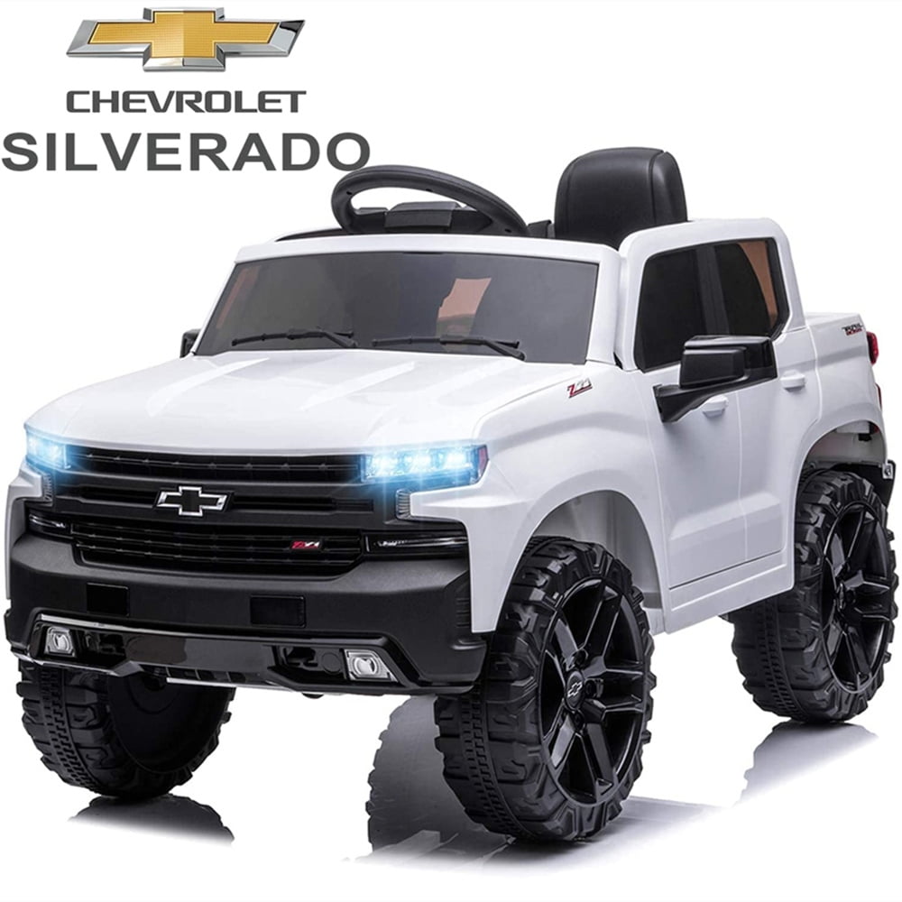 Kids Ride on Toys with Remote Control, Power 4 Wheels 12V Ride on Cars, Chevrolet Silverado Battery-Powered Ride on Truck for Boys Girls, Electric Cars for Kids to Ride, 3 Speeds, Lights, Music,J5335