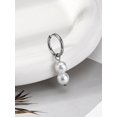 thumbnail image 1 of 1pc Men's Stainless Steel Ear Cuff Pearl Dangle Fashion Minimalist Earring, 1 of 5