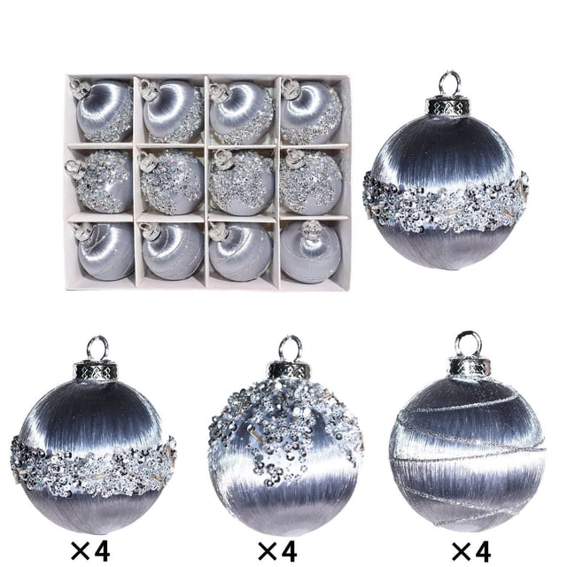 Set de Adornos Navideños de Terciopelo y Cristal de 6 Cm | Diseño Lujoso | Tamaño Uniforme | Uso Versátil | Larga Duración | Ideal para Regalar | 12 Piezas