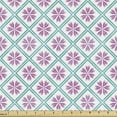 thumbnail image 1 of Abstract Fabric by the Yard, Ornamental Design of Flower Like Motifs in Square Formations, Decorative Upholstery Fabric for Sofas and Home Accents, Pale Purple Turquoise by Ambesonne, 1 of 5