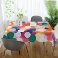 thumbnail image 3 of Yayeee Tablecloths 60" x 60" Rectangle Wrinkle Resistant Party Table Cover, White Colorful Circles, 3 of 8