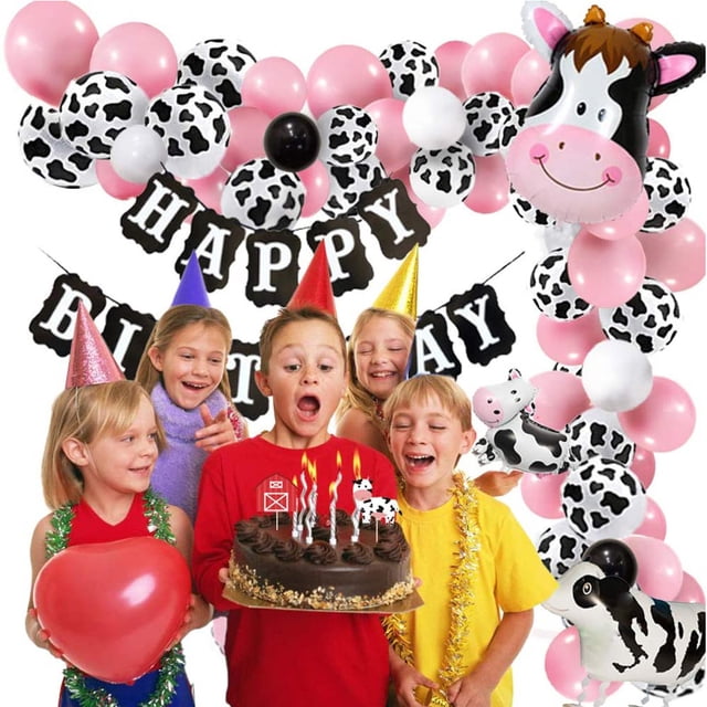 Decoración de cumpleaños de granja, decoraciones de fiesta de animales de granja, decoración de fiesta de cumpleaños para niños, globo de aluminio de animales Rojo Verde