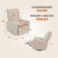 thumbnail image 2 of GASEE Baby Upholstered Glider Recliner Rocking Chair 360° Swivel for Nursery and Living Room – Corduroy Beige, 2 of 10