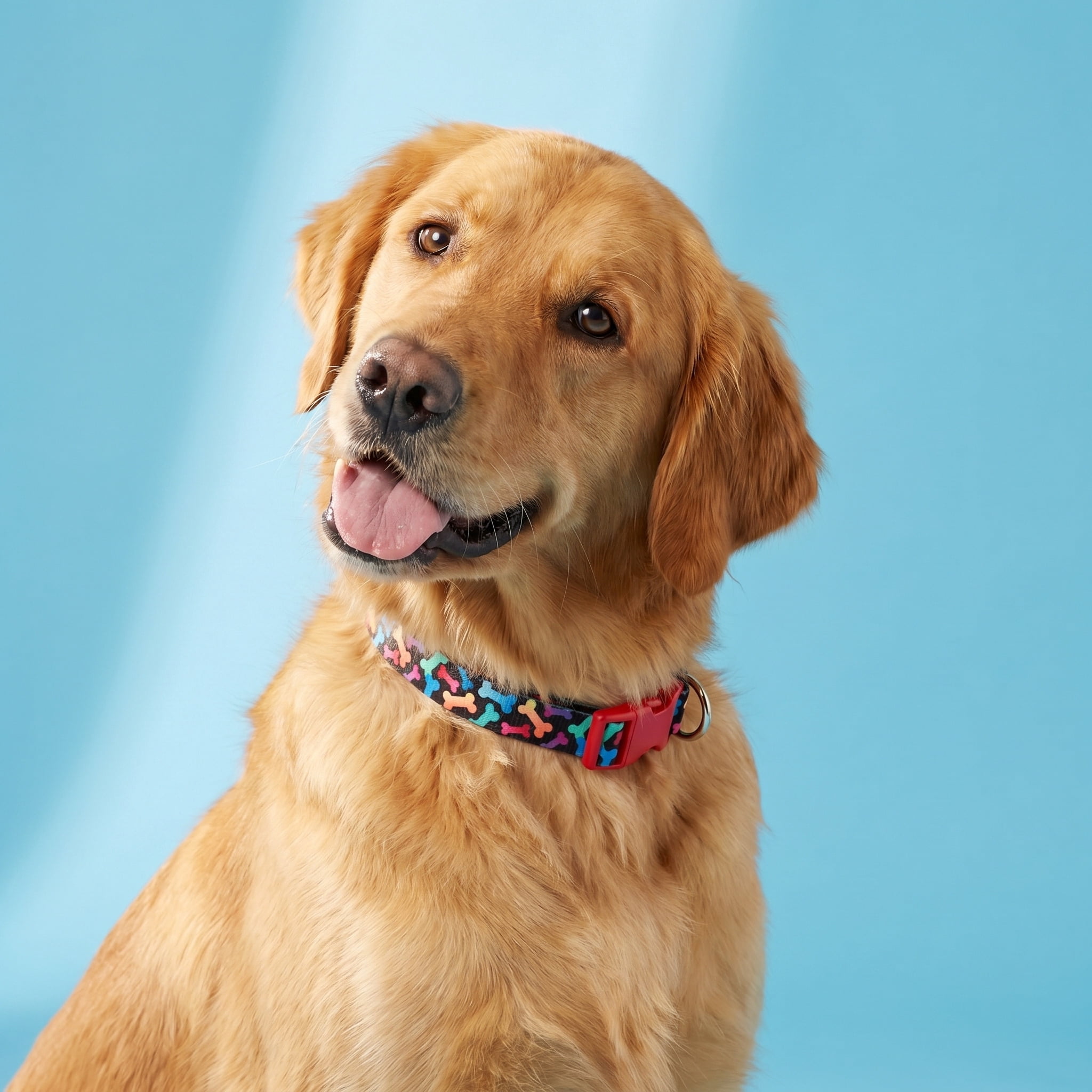 Vibrant Life Adjustable Fashion Dog Collar, Multicolor Bones, Large