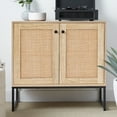 thumbnail image 3 of Best Choice Products 2-Door Rattan Storage Cabinet, Accent Furniture, Cupboard w/ Non-Scratch Foot Pads - Natural, 3 of 8