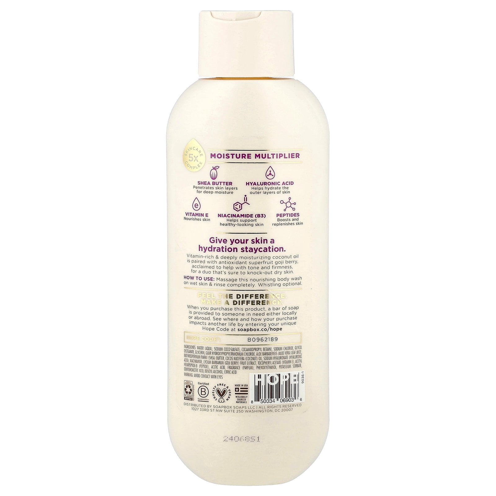 Soapbox, Body Wash, 20 oz, Moisturizing Coconut + Goji Berry