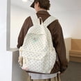 thumbnail image 3 of Polka Dots School Backpack, Cute Star Decoration Backpack with Adjustable Side Pockets, Lightweight School Bookbag with Pendant for Travel College, White, 3 of 10