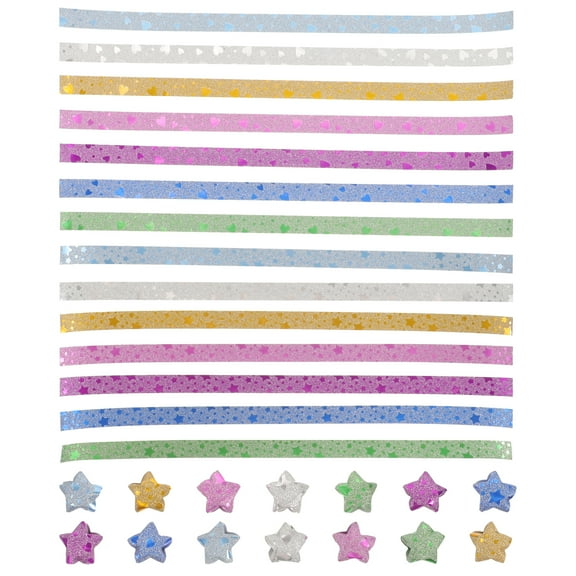 LOLIPPYY 2-Pack Glitter Star Origami Paper Strips for Crafts, Decorative Folding Strips for Paper Stars and Art Projects