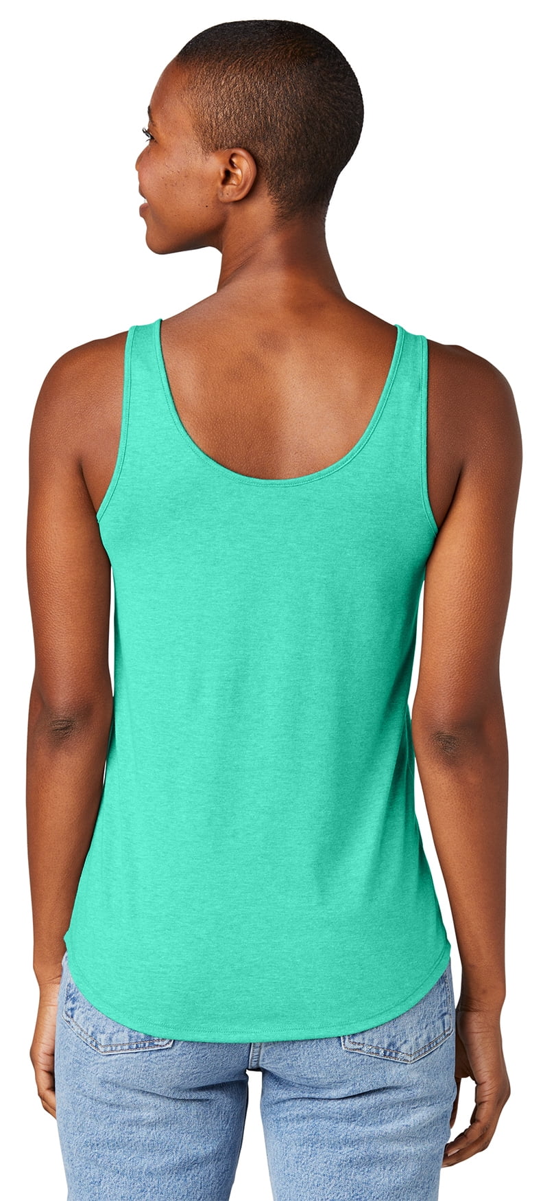 Women's 7 Colored Chakras Moisture-Wicking Relaxed Yoga Tank Top,  Extra-Small Aqua Heather