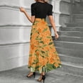 thumbnail image 5 of LWavelet Women's Puff Sleeve Two-Piece Maxi Skirt Set, Starfish & Floral Print for Vacation & Casual Outfits Ginger M, 5 of 5