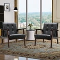 thumbnail image 6 of Bonzy Home Accent Chair Mid Century Modern PU Leather Armchair with Wood Frame for Living Room Bedroom Study Room, Easy Assembly, Black, 6 of 10