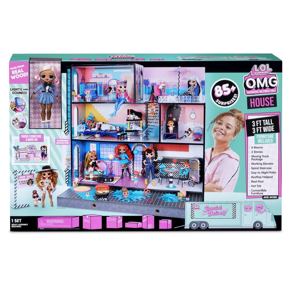 LOL Surprise Home Sweet with Doll– Real Wood Doll House with 85