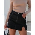thumbnail image 2 of Falda pantalón vaquera negra de tiro alto luvamia, talla grande, 2 of 8