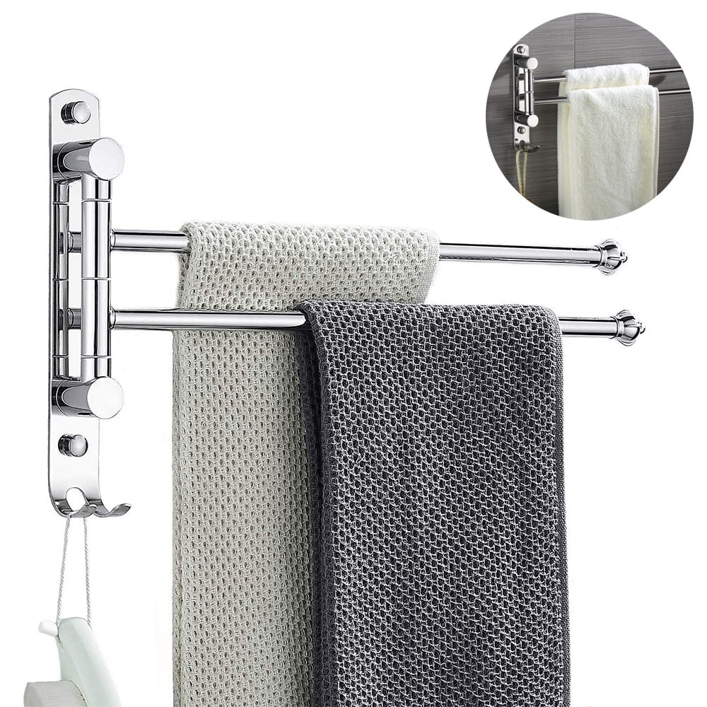 Swivel Towel Rack 4 Swing Arm Bathroom Towel Bar Wall Mounted Thick Brass  Rustproof Hanging Holder Brushed Gold Finish Shower Room, Kitchen,three