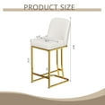 thumbnail image 5 of Set of 2 Modern White/Gold PU Leather Bar Stools - Kitchen/Bar Height Chairs - Comfortable Padded Seats, Metal Legs, Easy Assembly, for Bars &amp; Counters, 5 of 22