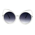 thumbnail image 1 of SA106 Wire Double Rim Round Circle Flat Lens Womens Retro Diva Sunglasses Silver Smoke, 1 of 3