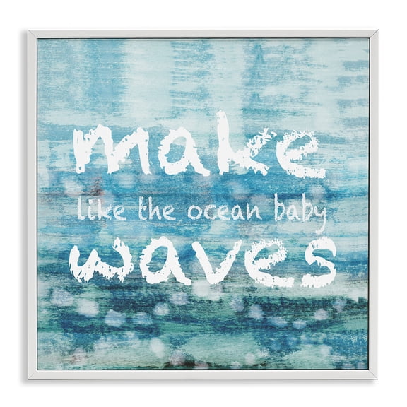 Stupell Industries Coastal Make Waves Like The Ocean Baby Abstract White Framed Giclee Art, 17 x 17, by Flora Kouta