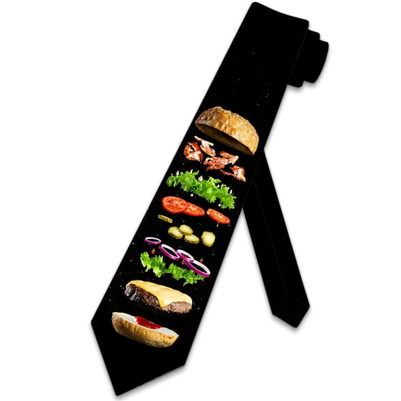 Burger Ties Mens Food Necktie Chef Tie by Three Rooker