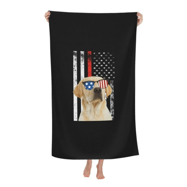 American Flag Labrador Retriever Dog Beach Towel 32x52inch QuickDry
