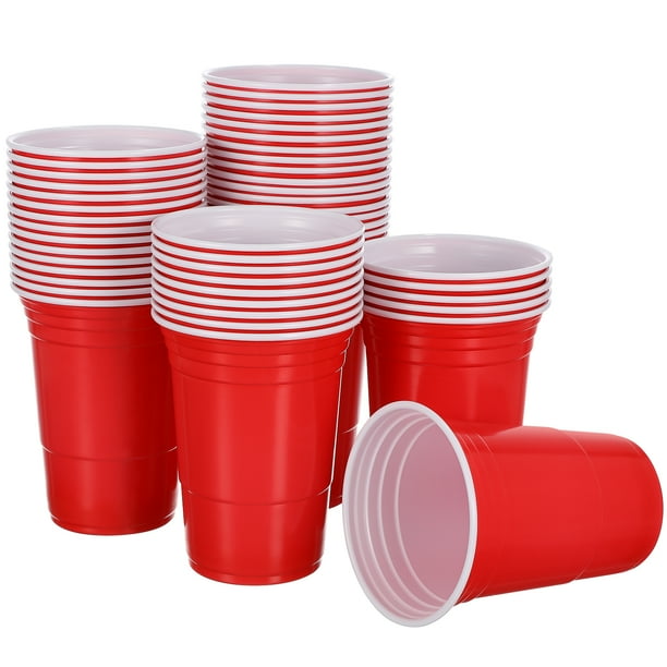 FELTECHELECTR 50 vasos desechables de plástico rojos de 450 ml, vajilla para fiestas, juegos, cafeterías, bares y restaurantes.