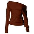 thumbnail image 6 of Womens Tops Off Shoulder Long Sleeve Slim Crop Going Out Sexy Trendy Tops, 6 of 9