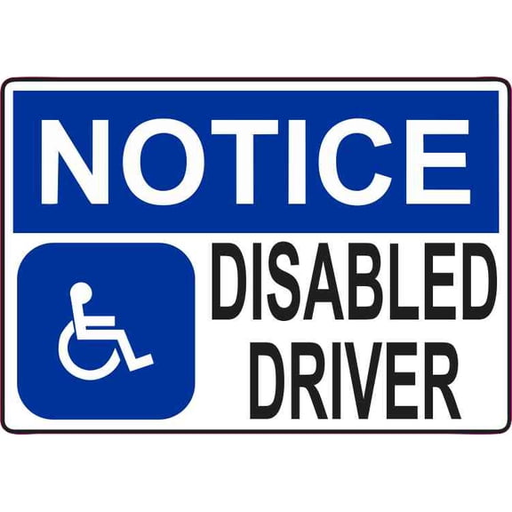 5in x 3.5in Disabled Driver Sticker Vinyl Car Truck Sign Notice