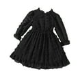 thumbnail image 2 of Spazoro Toddler Baby Kid Girls Dresses, Long Sleeve Round Neck Elegant Flower Princess Dress Black Size 4T, 2 of 6